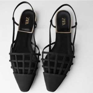 Zara Slingback Latice Detail Flat Shoes
